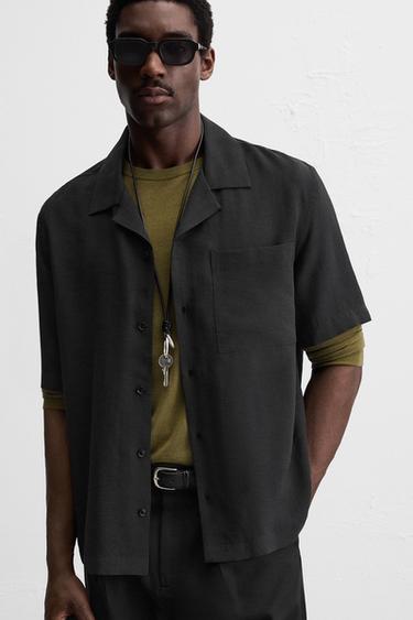 CHEMISE FLUIDE AVEC POCHE - Noir de Zara - Image 4