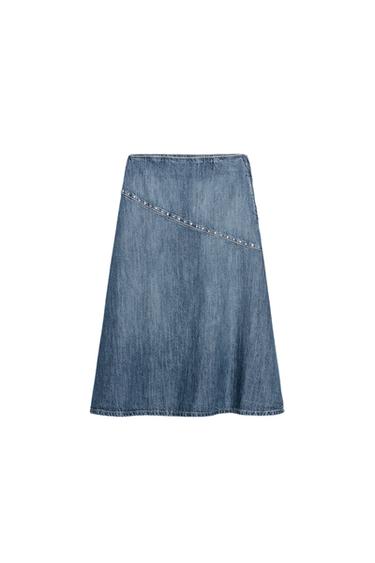 TRF STUDDED DENIM SKIRT