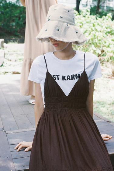 FLORAL EMBROIDERED BUCKET HAT - Ecru by Zara - Image 0