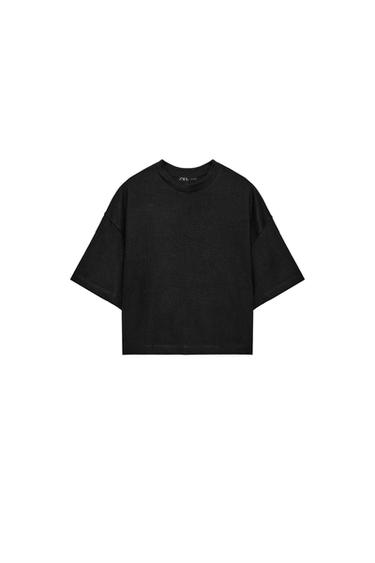 Zara SHORT SLEEVE T-SHIRT - Black