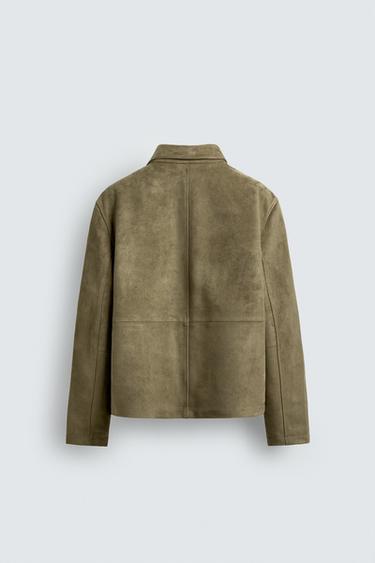 BLOUSON EFFET DAIM AVEC POCHES - Vert gris de Zara - Image 7