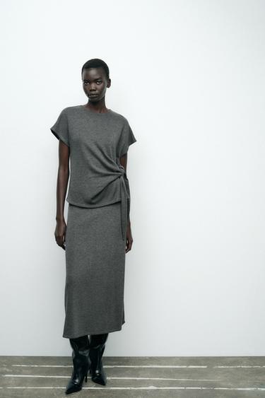 SOFT MIDI SKIRT - Grey marl by Zara - Image 0