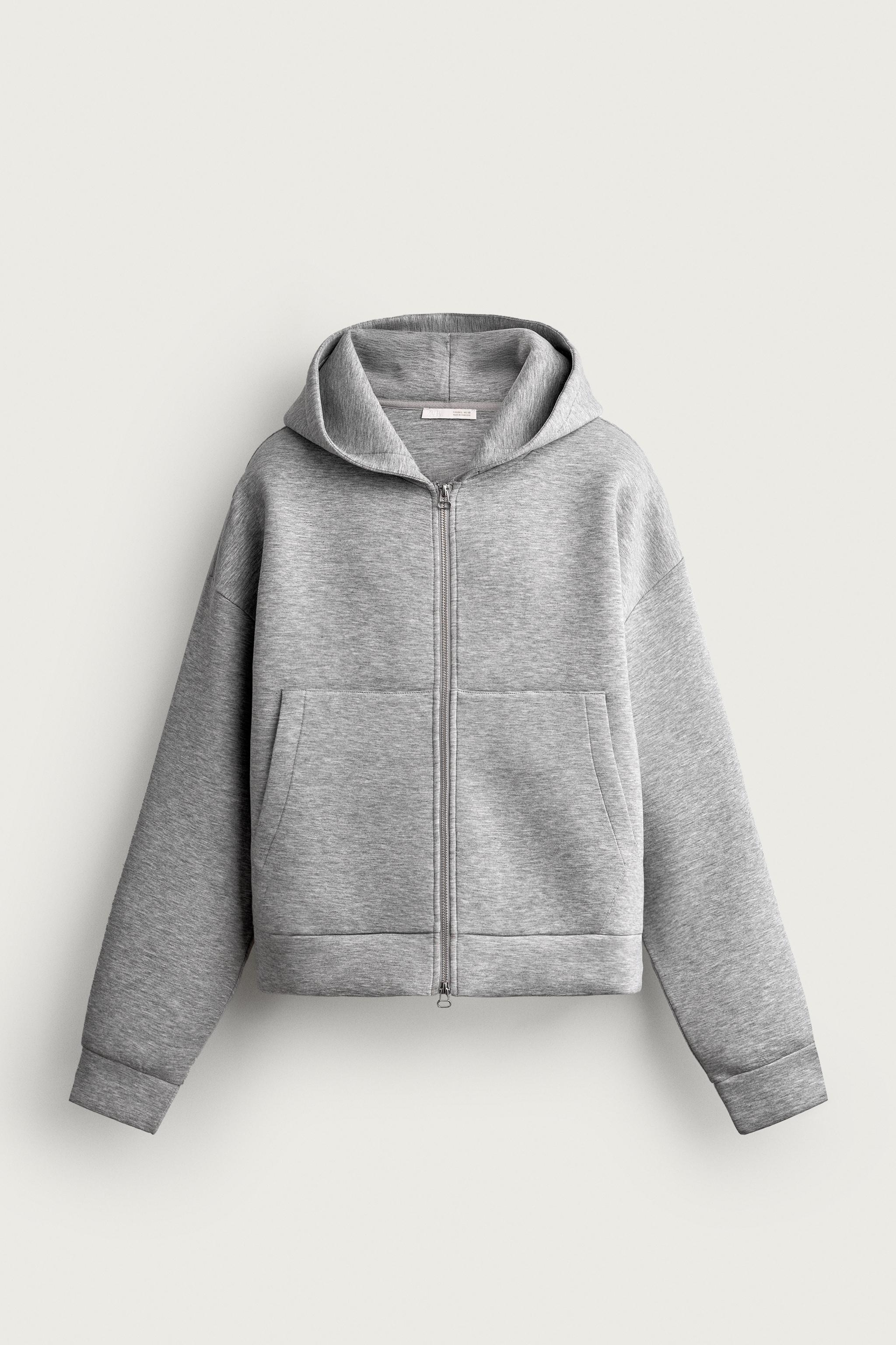 TECHNICAL ZIP-UP HOODIE — Gray marl