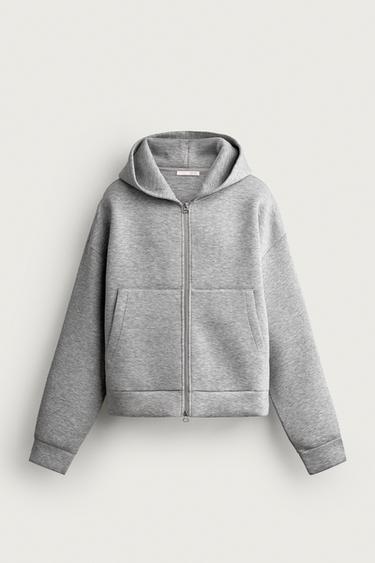 SUDADERA TÉCNICA CAPUCHA CREMALLERA - Gris vigoré de Zara