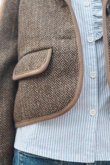 LIMITED EDITION HERRINGBONE WOOL BLAZER - Brown marl by Zara - Image 2