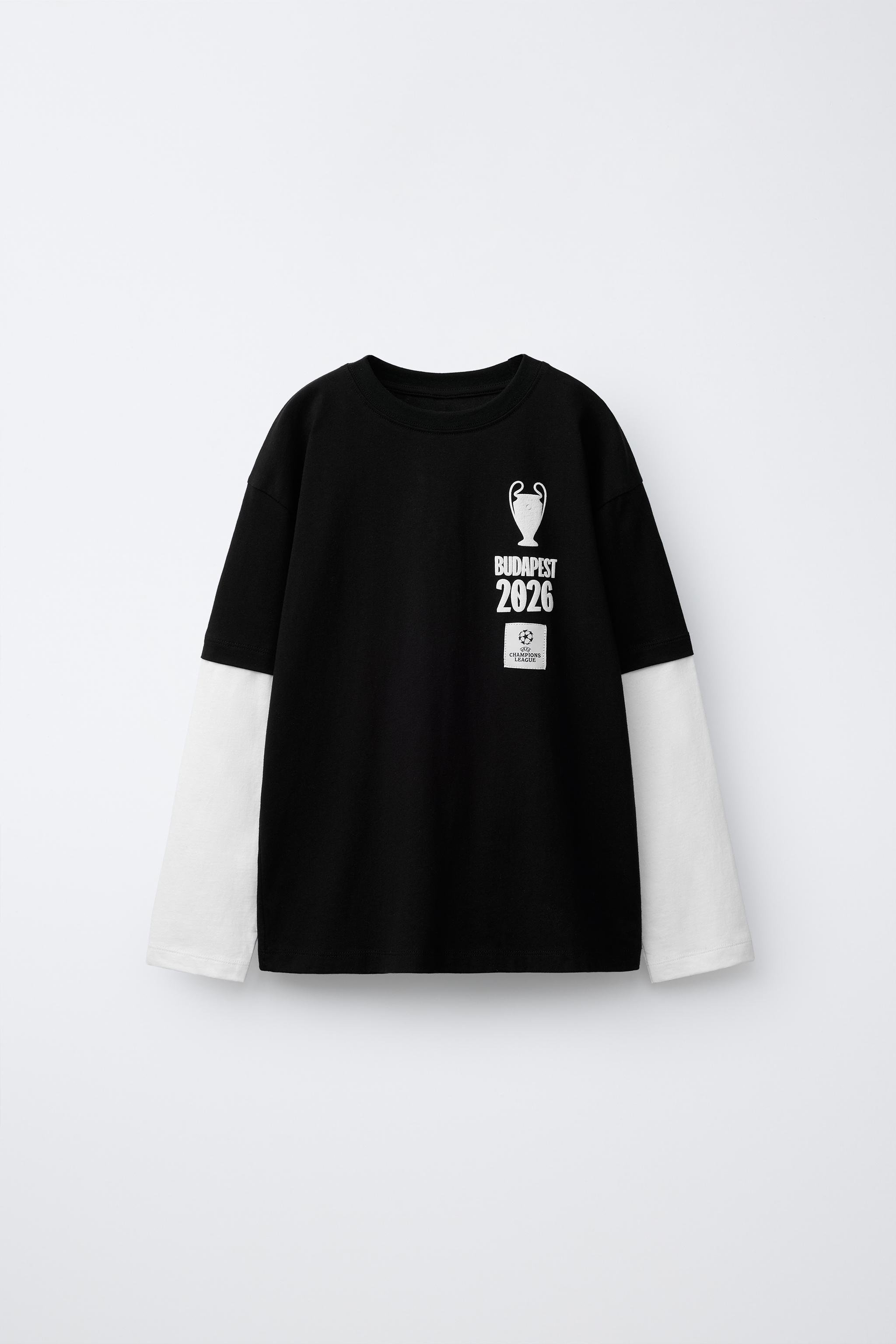 CAMISETA DUPLA MANGA UEFA CHAMPIONS LEAGUE ® - Preto | ZARA Brasil