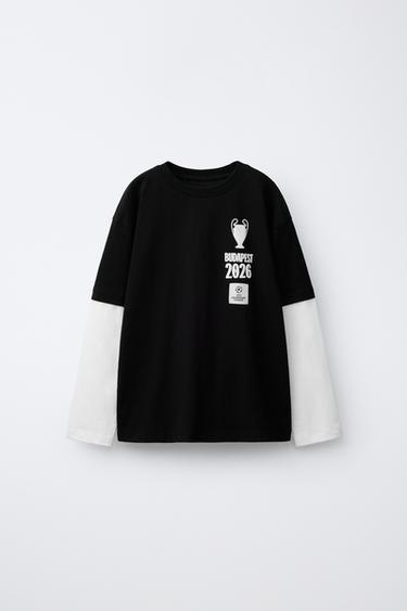 DOUBLE-SLEEVE UEFA CHAMPIONS LEAGUE T-SHIRT - Black by Zara