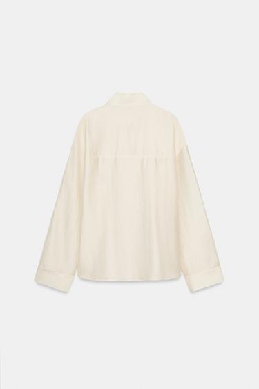 FLOWING HIGH NECK SHIRT - Ecru by Zara - Image 6