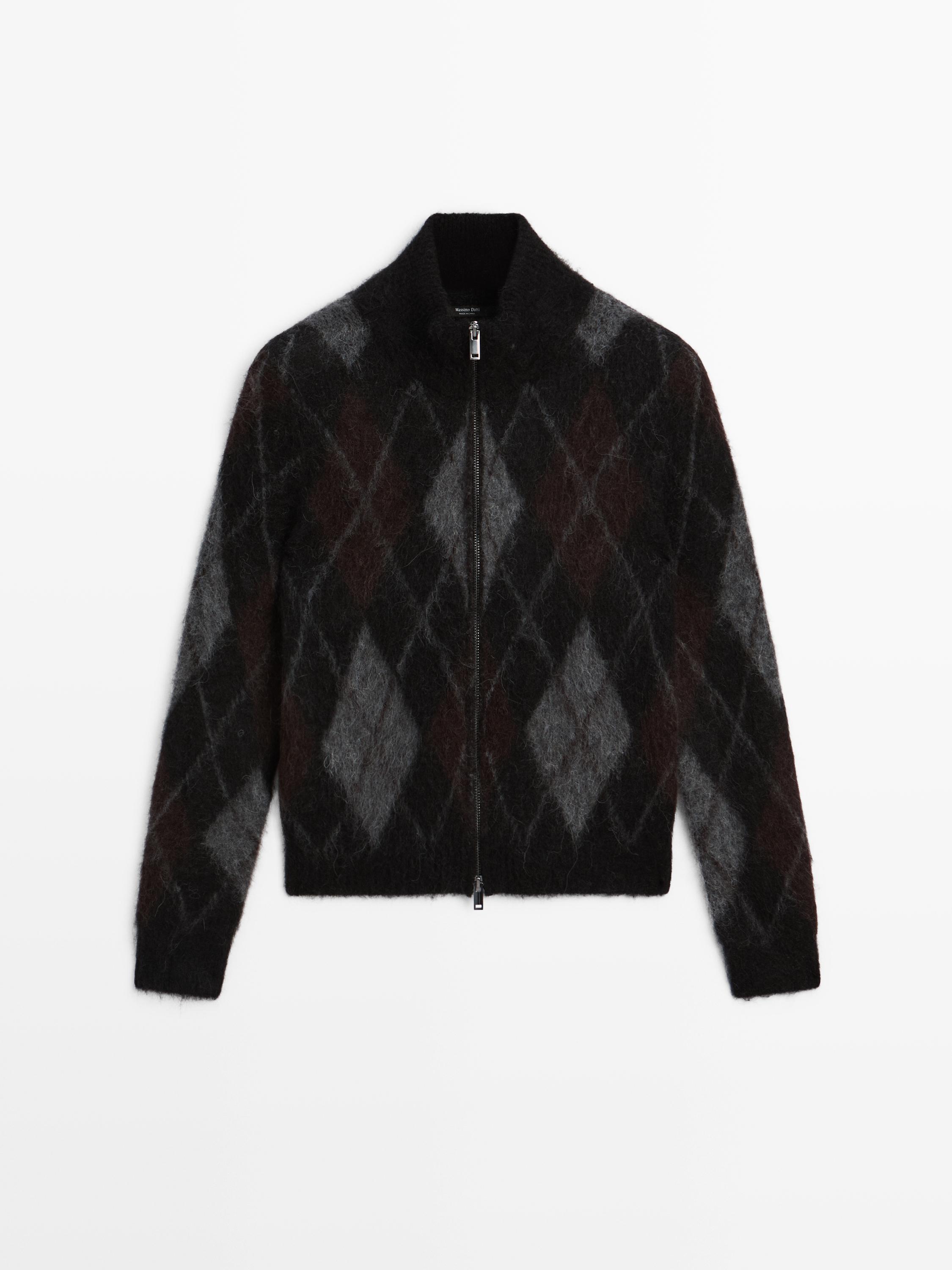 Cardigan à losanges en laine d’alpaga