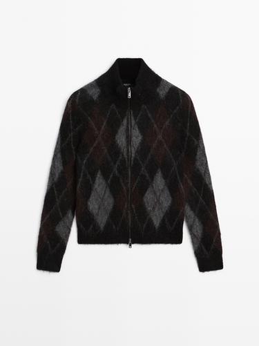 Zara Wool and alpaca argyle cardigan - Black
