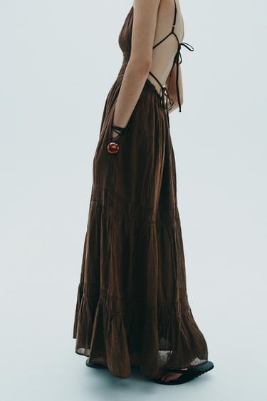 GAUZE MIDI DRESS - Brown by Zara - Image 2