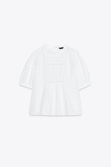 RAMIE SHIRT WITH LACE TRIM - White by Zara - Image 5