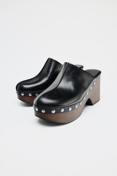 SABOTS EN CUIR À CLOUS - Noir de Zara - Image 3