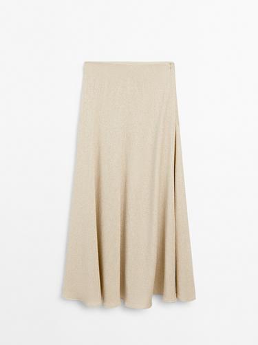 Falda larga espiga con algodón - Crudo de Zara - Imagen 0