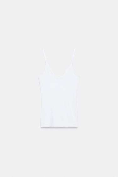 TOP TIRANTES RIB - Blanco de Zara
