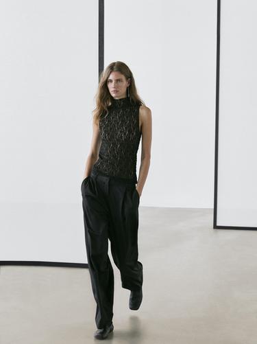 Zara Sheer lace top - Black