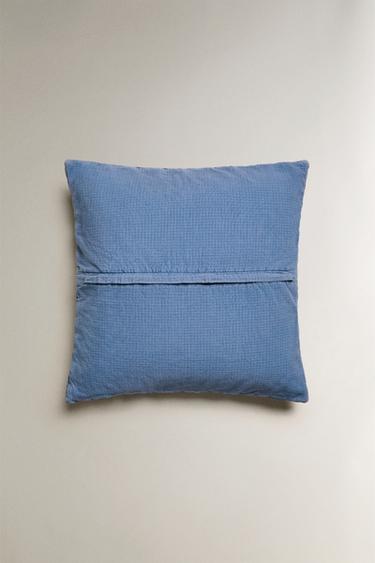 CHILDREN'S REVERSIBLE CHECK CUSHION COVER - Blue by Zara - Image 2