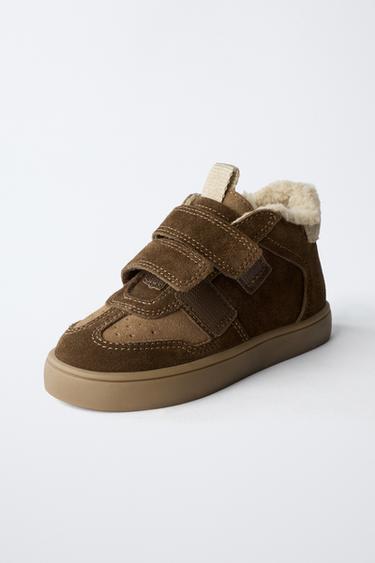LINED LEATHER HIGH-TOP SNEAKERS - Brown by Zara - Image 2