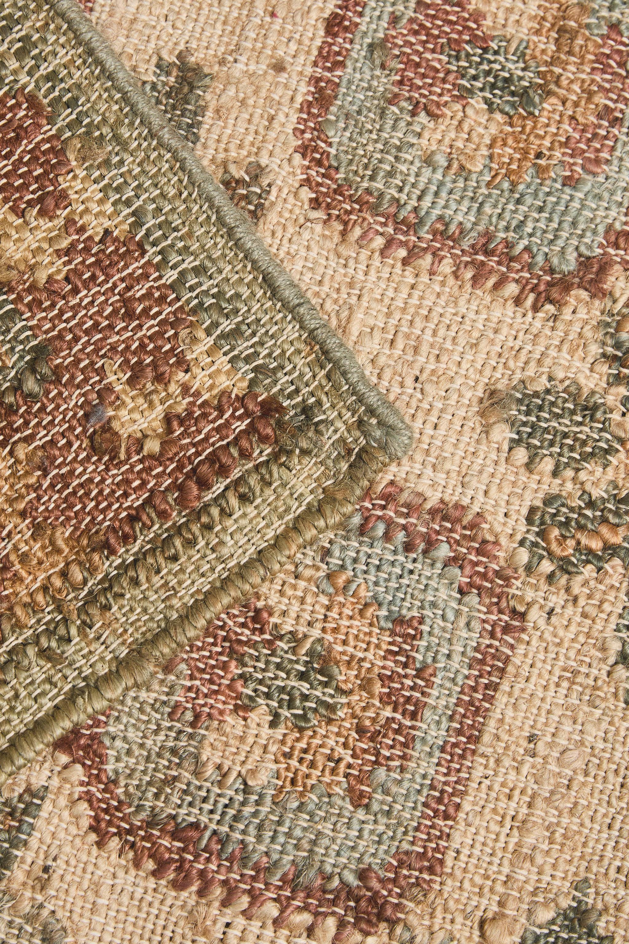 FLORAL PRINT IUTE AREA RUG