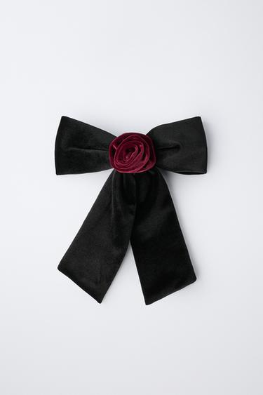 BARRETTE NŒUD ET FLEUR EN VELOURS - Noir de Zara - Image 3