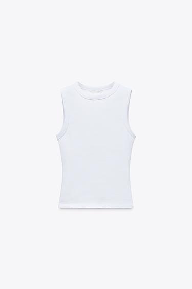 TOP RIB TIRANTES - Blanco de Zara
