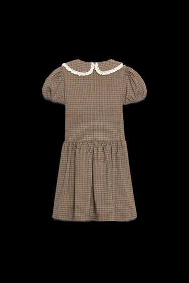 CHECKED DRESS WITH PETER PAN COLLAR - Khaki by Zara