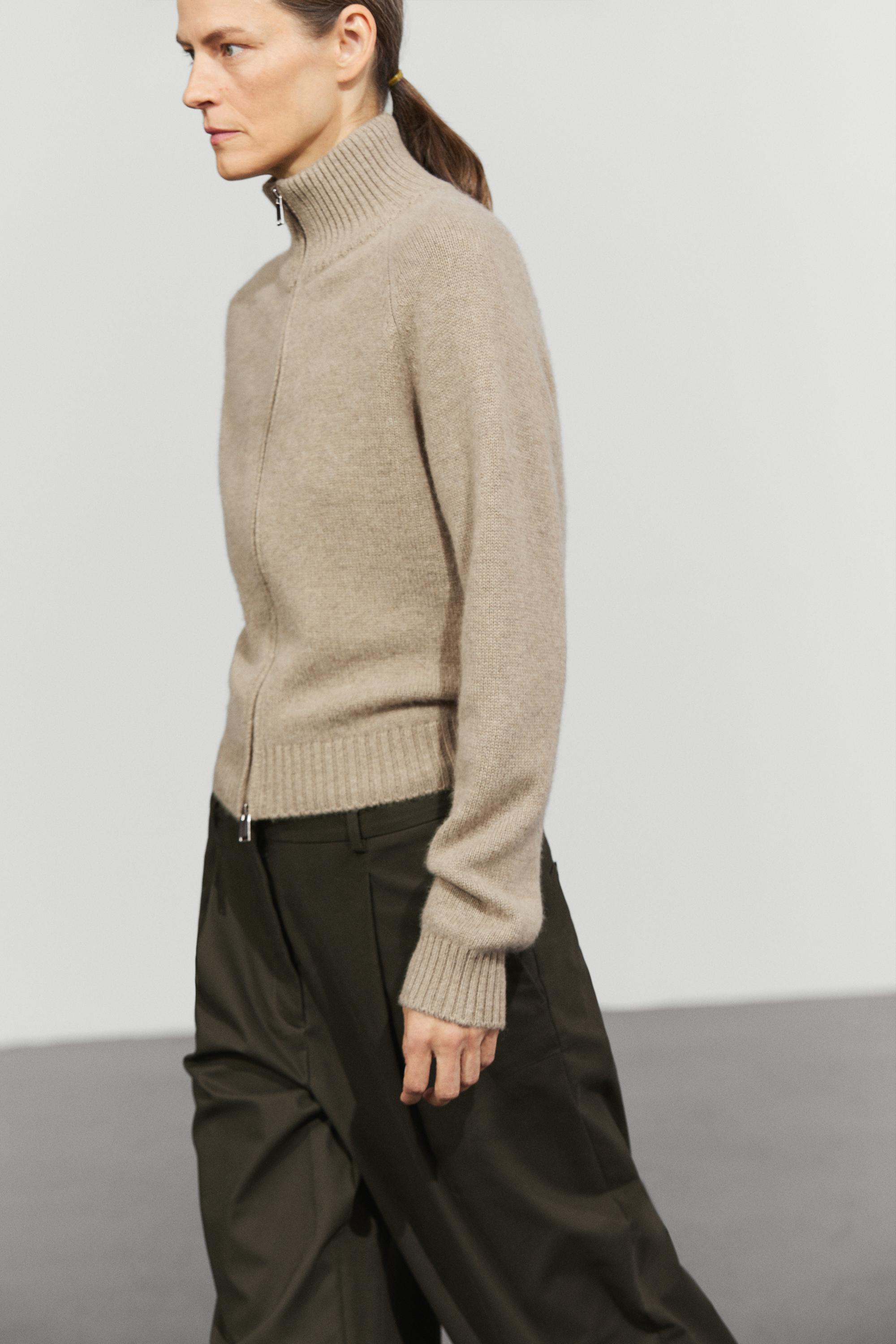 100% cashmere zip knit cardigan