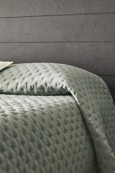Zara QUILTED QUILT WITH DOTS - Green / Blue
