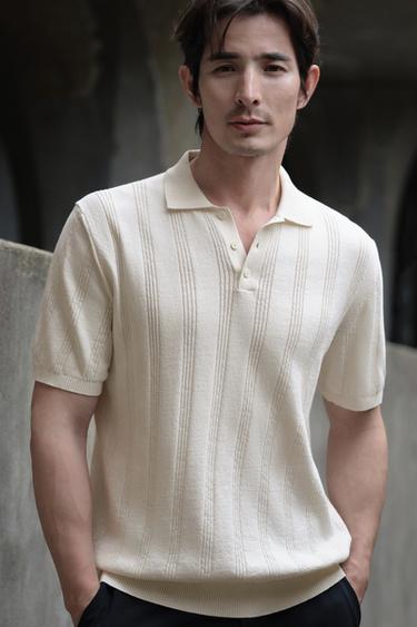 Zara 羅紋針織 POLO 衫 - 磨白色