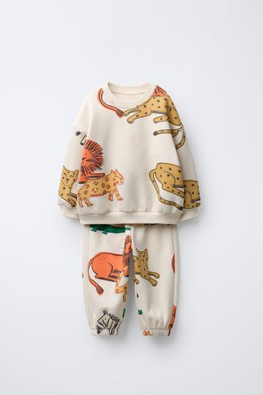 CONJUNTO JOGGING SUDADERA Y PANTALÓN JOGGER ESTAMPADO ANIMALES - Hielo de Zara - Imagen 0