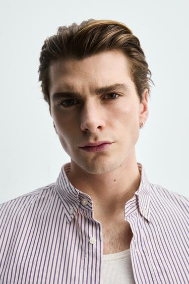 CHEMISE REGULAR FIT À RAYURES - Rose / Blanc de Zara - Image 4