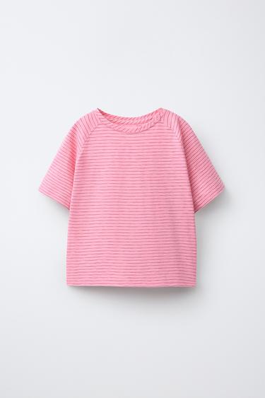 STRIPED RAGLAN SLEEVE T-SHIRT - Pink by Zara