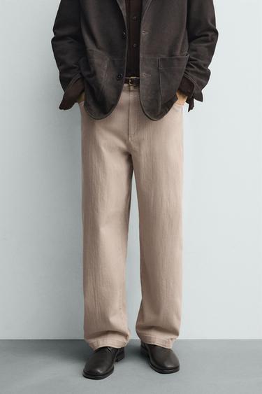 Zara RELAXED FIT PANTS - Pale pink