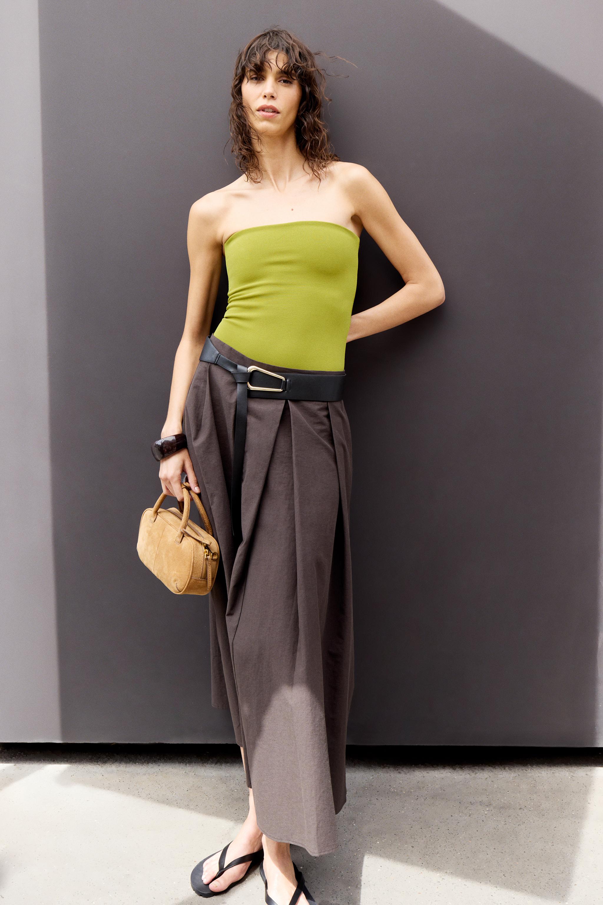 【EEUN】Big Belted Layered Skirt ebossy Women's Sweet Elastic Waist Tulle Layered Ruffles