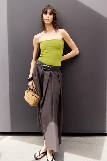 BELTED LAYER SKIRT - Brown by Zara