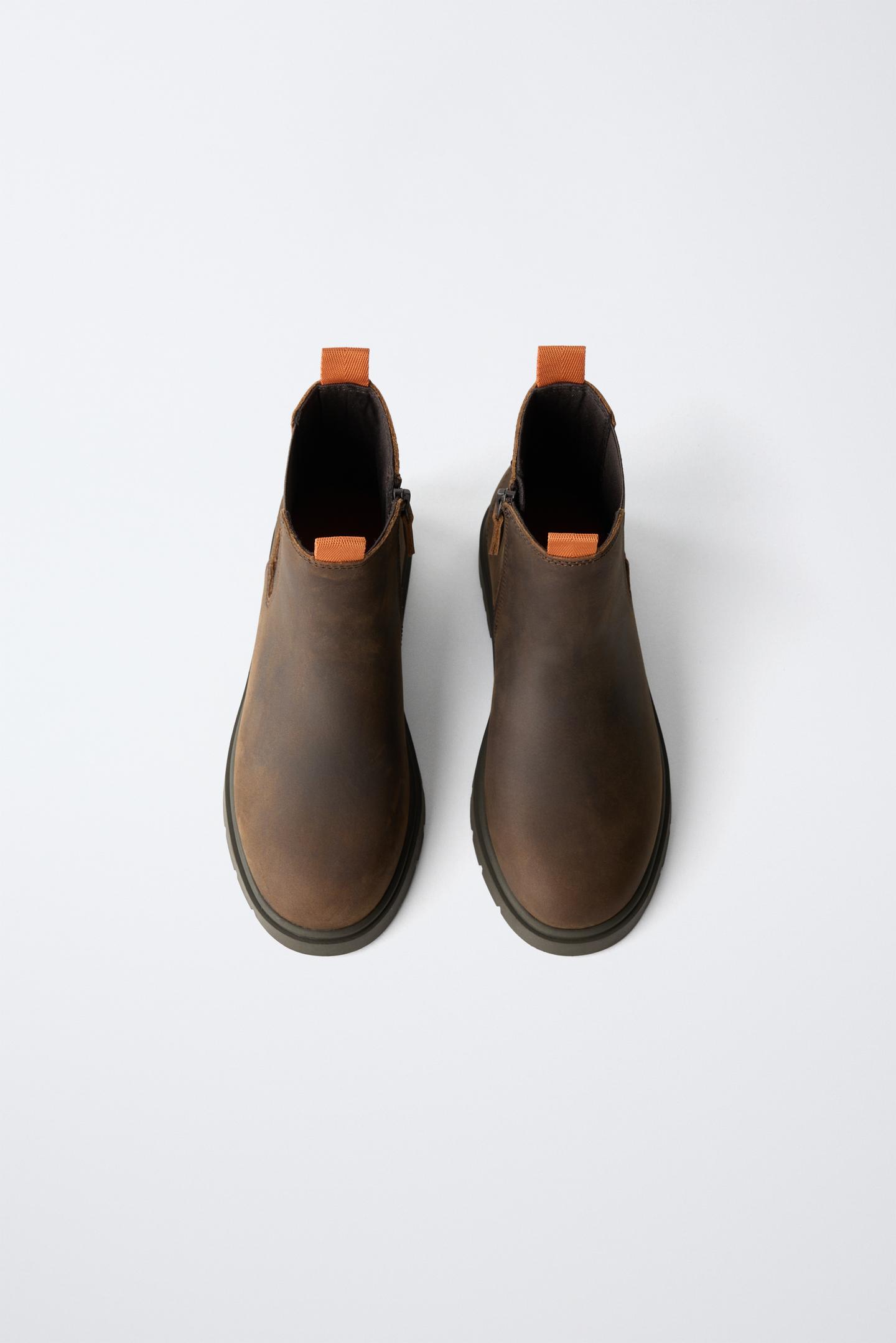Детские ботинки Zara Leather Chelsea Booties, цвет: Коричневый — фото 4