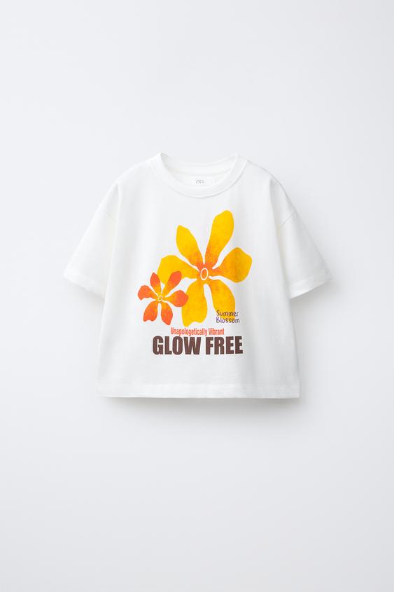 CAMISETA ESTAMPADO FLOR - Blanco de Zara - Imagen 0