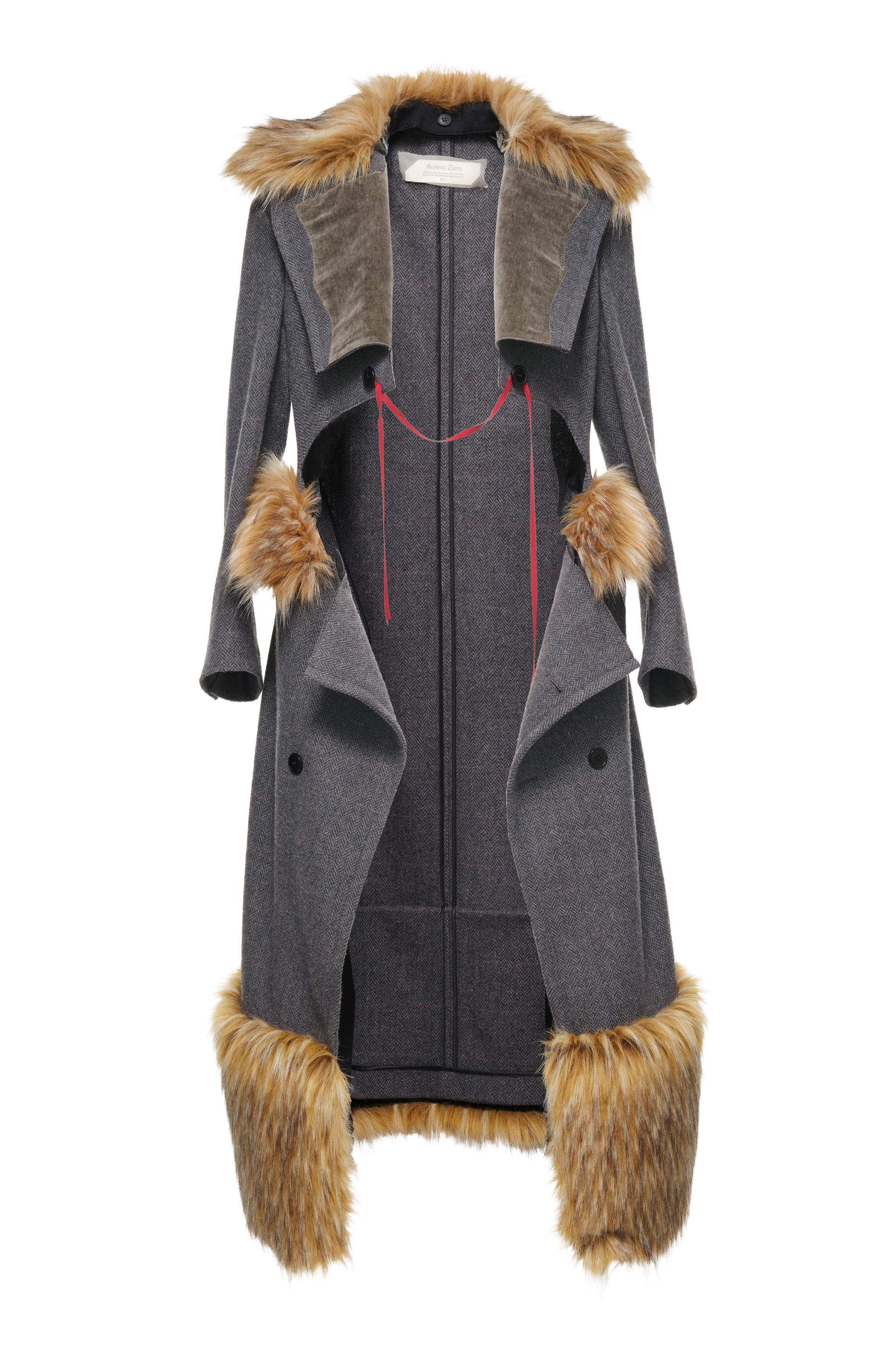 LIMITED EDITION 100% WOOL COMBINED HERRINGBONE COAT - Gray green
