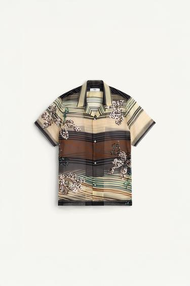 100% SILK ORGANZA SHIRT WITH SEQUINS - Green / Blue by Zara