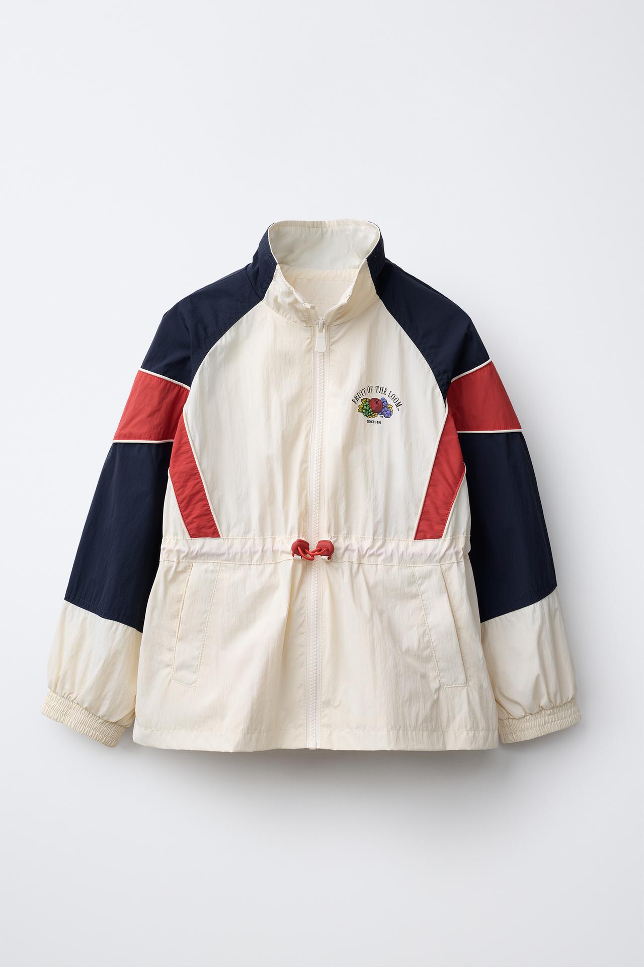 FRUIT OF THE LOOM™ COLORBLOCK NYLON JACKET — White / Navy