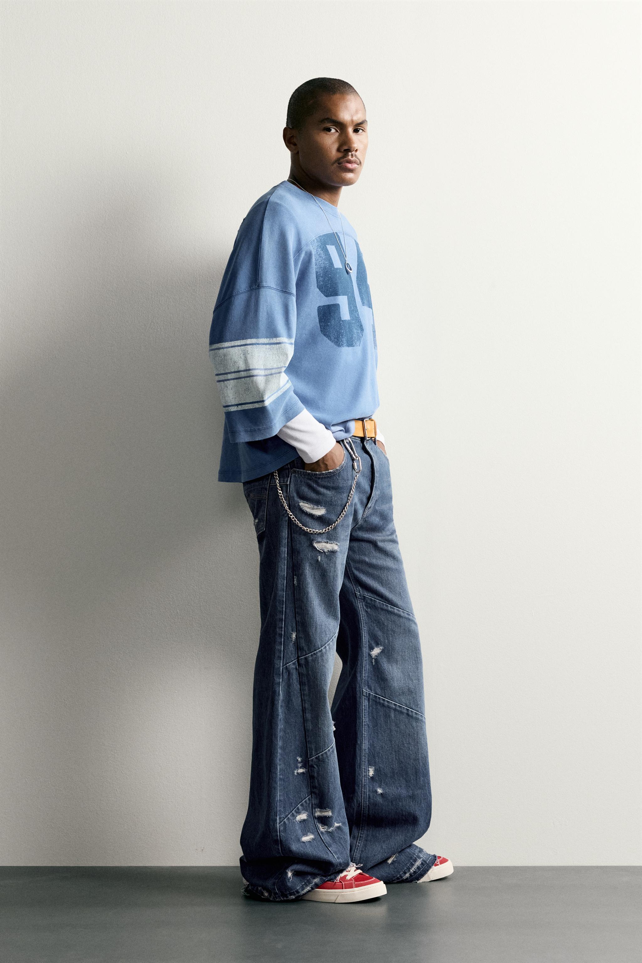 Мужские футболки Zara VINTAGE WASH EFFECT PATCH BOXY T-SHIRT — фото 4