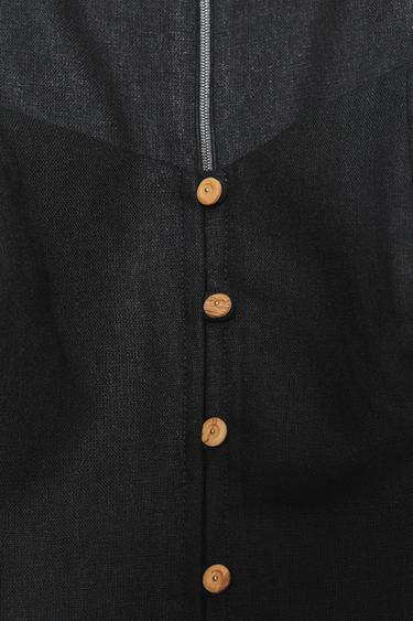 Zara LINEN MIDI DRESS - Black