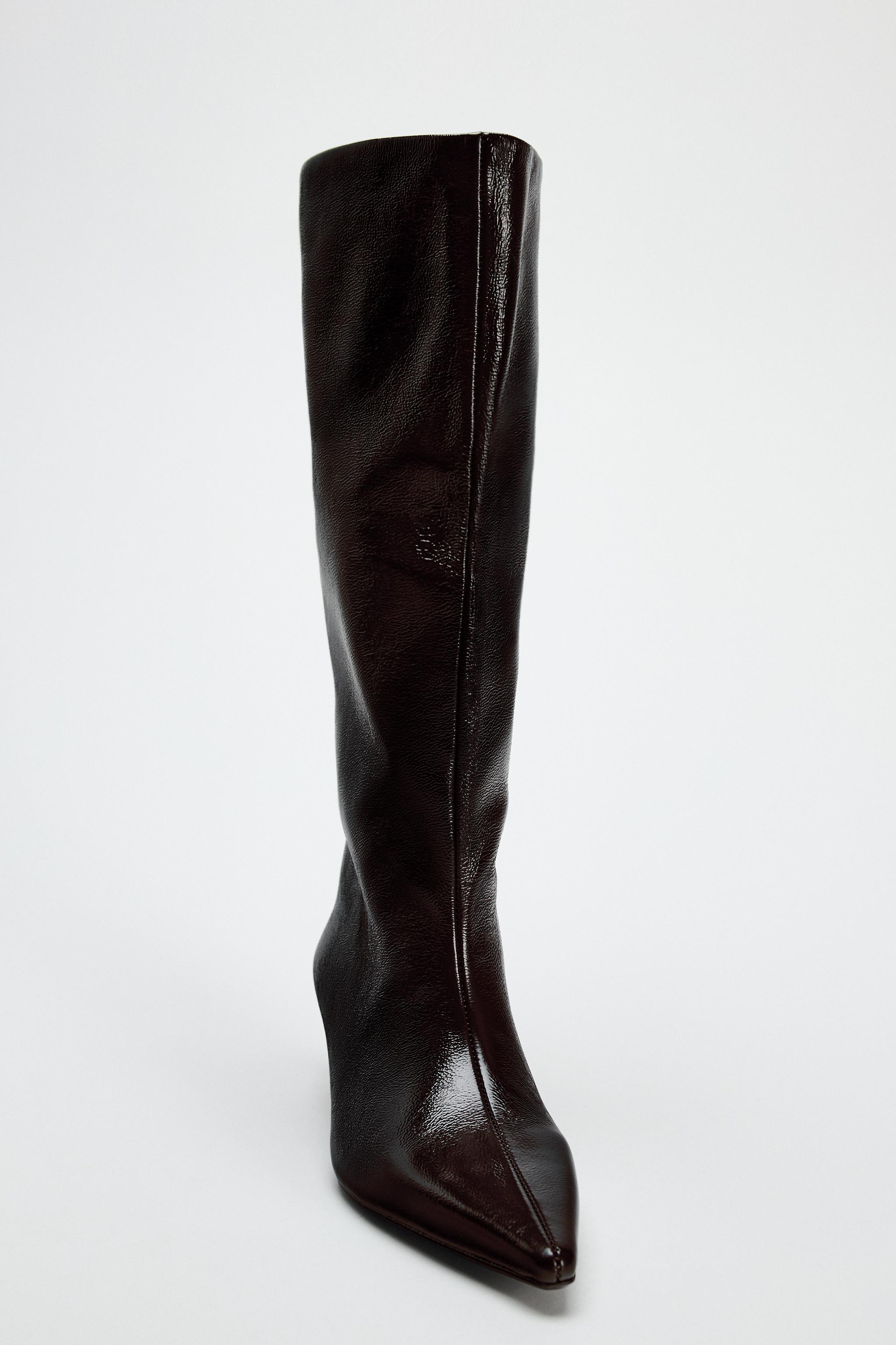 Burgundy zara boots on sale