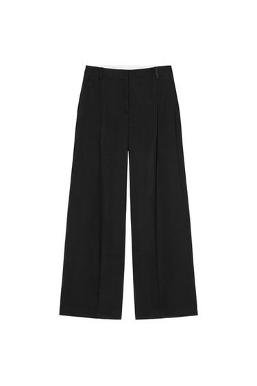 DARTED WIDE-LEG TROUSERS