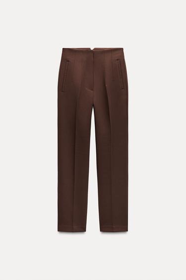 PANTALÓN TIRO ALTO - Marrón de Zara