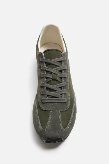 RETRO LEATHER TRAINERS - Sea green by Zara - Image 4