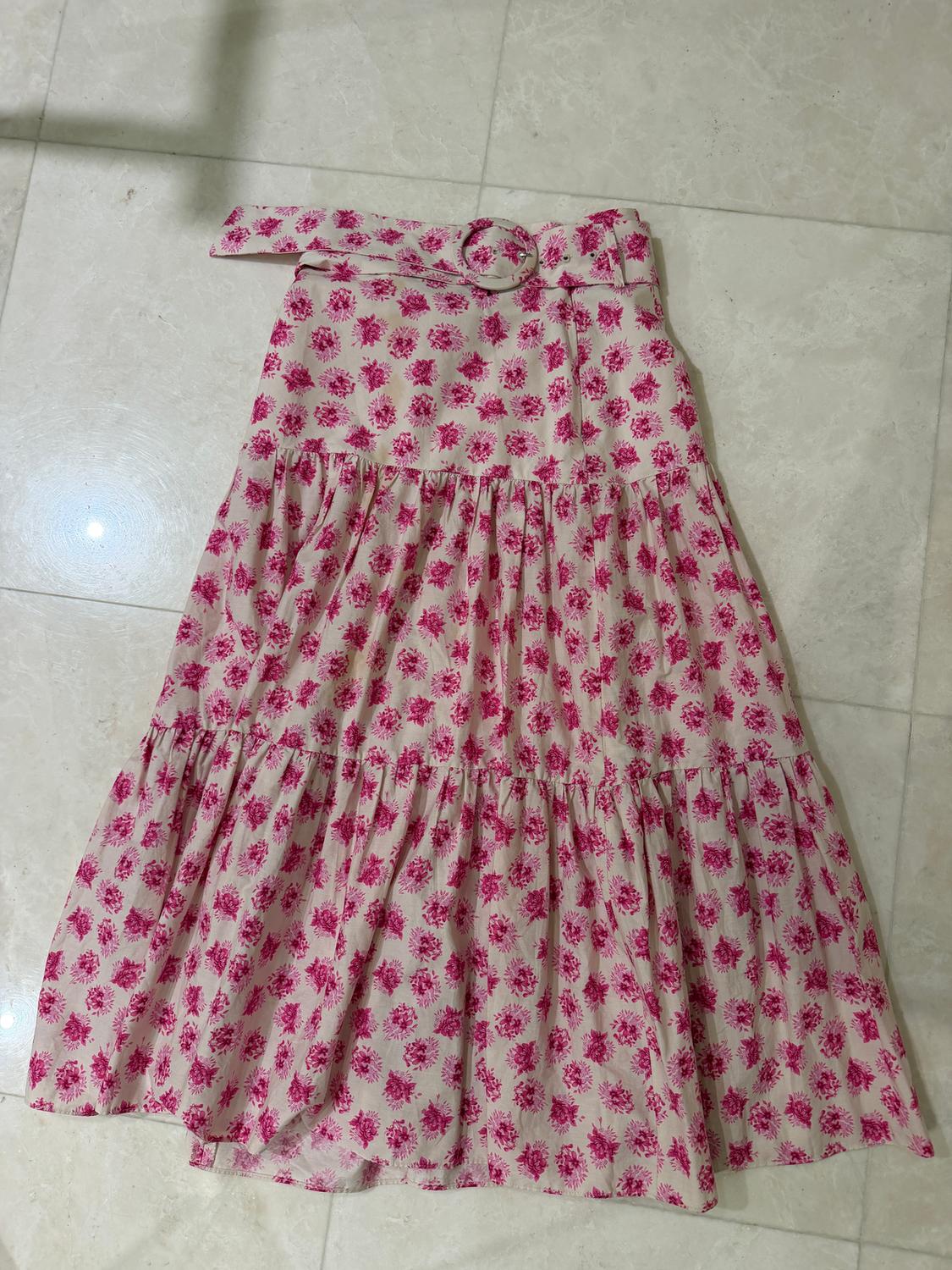 ZARA BELTED FLORAL PRINTED SKIRT SHIRT SET SIZE SMALL - Image 3