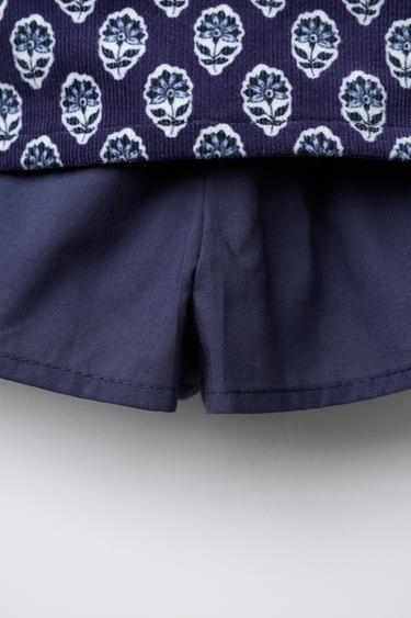 JUPE-SHORT EN CORDUROY À FLEURS - Bleu de Zara - Image 3