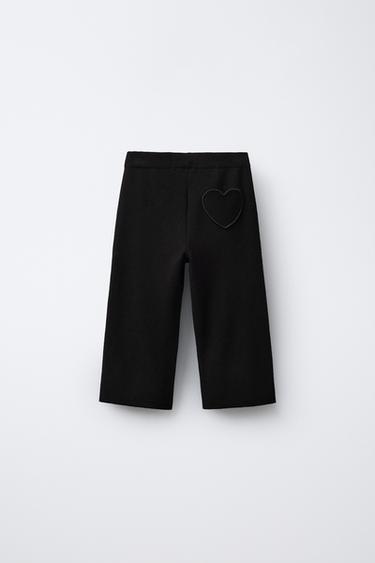 PANTALÓN PUNTO RECTO CORAZÓN - Negro de Zara