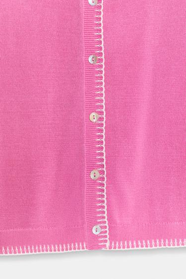 SHORT SLEEVE CARDIGAN - Neon pink by Zara - Image 6